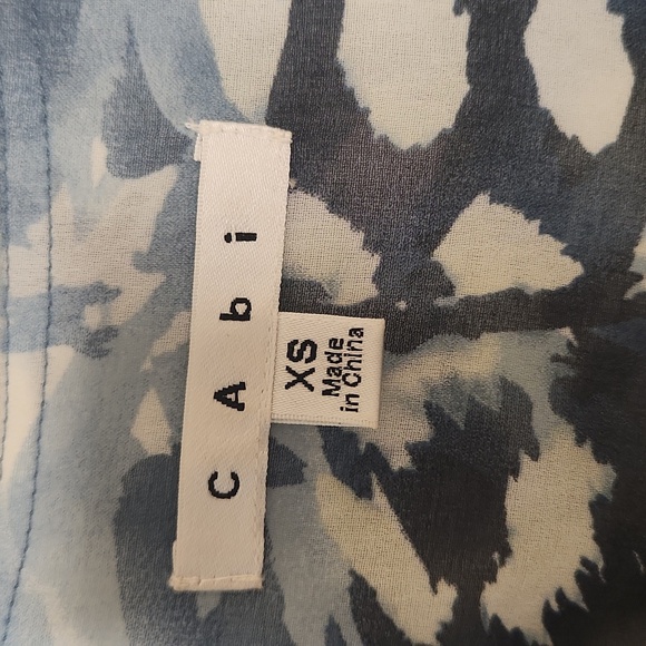 Cabi Women's Blue/White DappledDot Floral Semi Sheer Sleeveless TunicTop Size XS - Picture 5 of 12